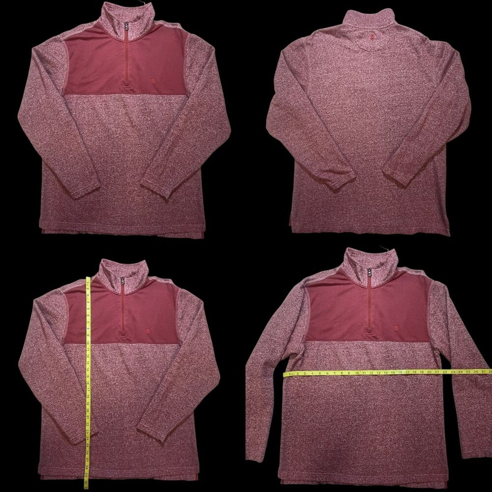 IZOD Saltwater Relaxed Classics Mens Medium Quarter Zip Pullover Red Heather